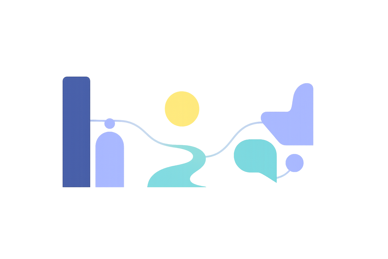 Abstract illustration symbolizing accountability systems: interconnected supportive elements guiding a central path or goal, representing resilience and progress for ADHD entrepreneurs.