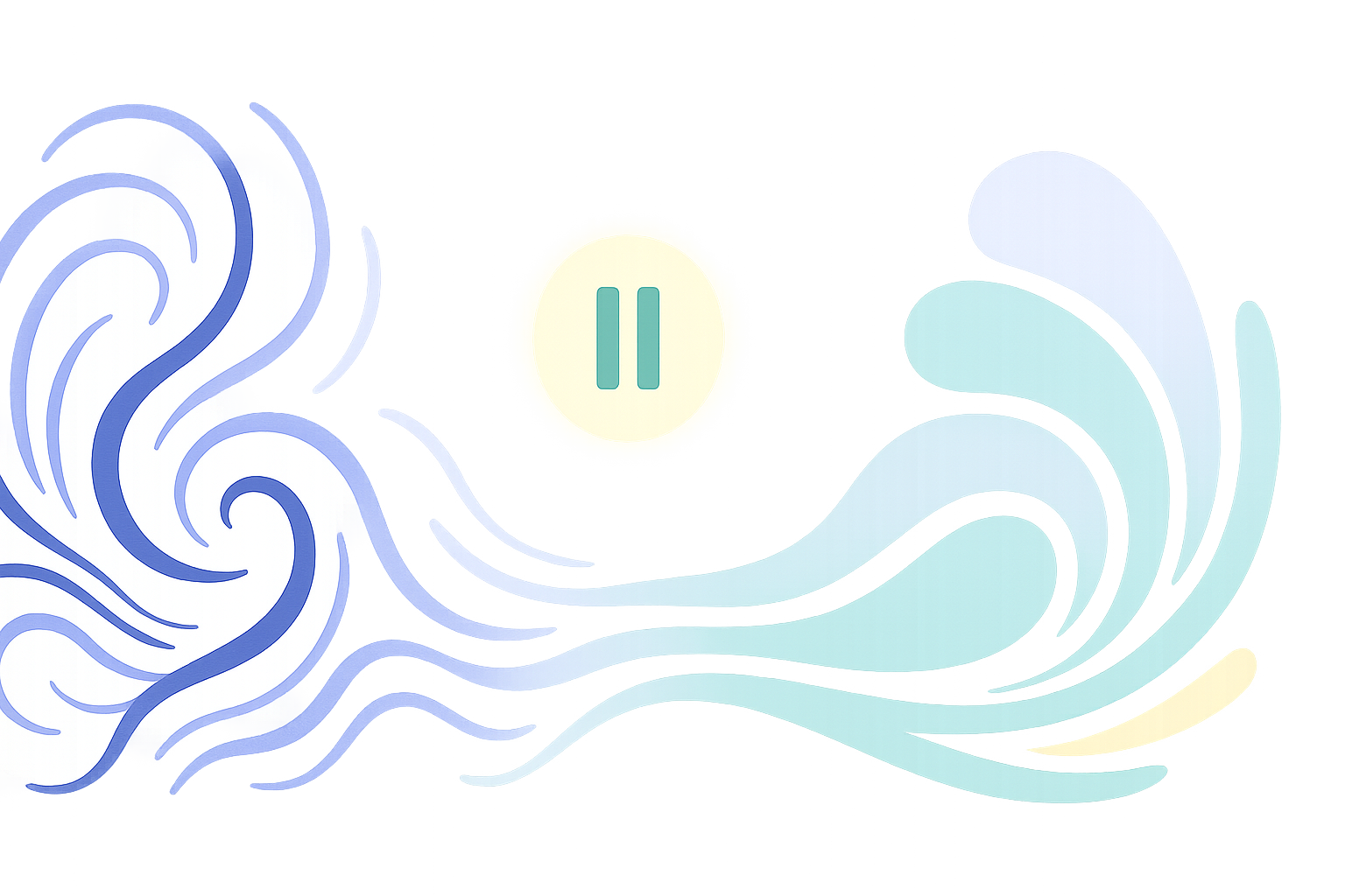 Abstract illustration representing emotional regulation: dynamic swirling lines transitioning into calm, harmonious patterns, symbolizing stability and control for ADHD entrepreneurs.