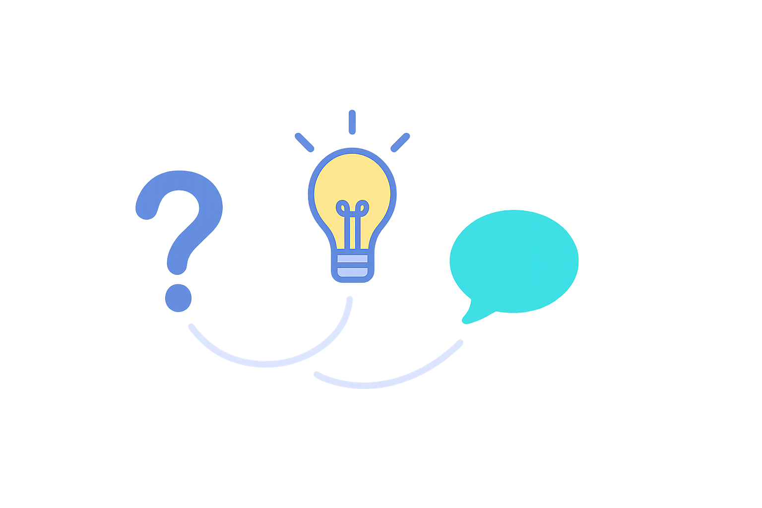 Illustration with question marks and clarity symbols, representing the PoweredADHD FAQ page